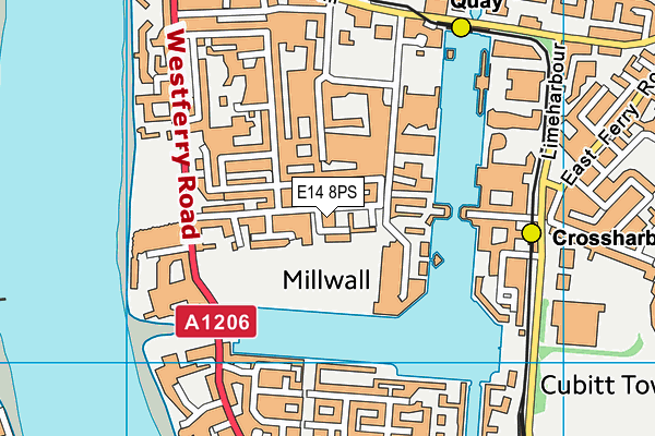 E14 8PS map - OS VectorMap District (Ordnance Survey)