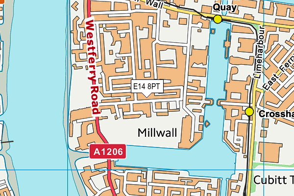 E14 8PT map - OS VectorMap District (Ordnance Survey)