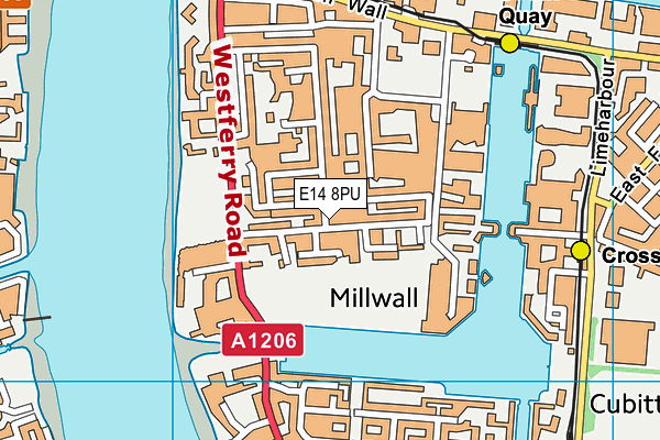 E14 8PU map - OS VectorMap District (Ordnance Survey)