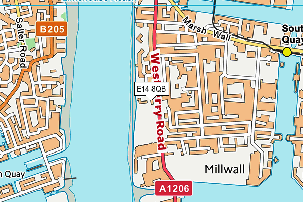 E14 8QB map - OS VectorMap District (Ordnance Survey)