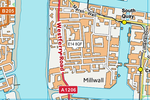 E14 8QF map - OS VectorMap District (Ordnance Survey)