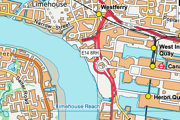 E14 8RH map - OS VectorMap District (Ordnance Survey)