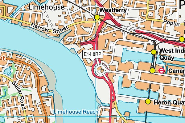 E14 8RP map - OS VectorMap District (Ordnance Survey)