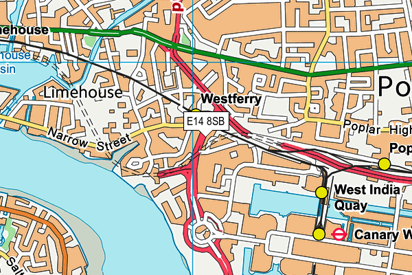 E14 8SB map - OS VectorMap District (Ordnance Survey)