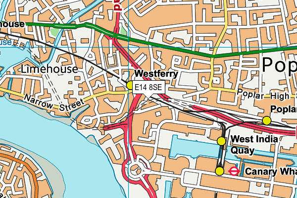 E14 8SE map - OS VectorMap District (Ordnance Survey)