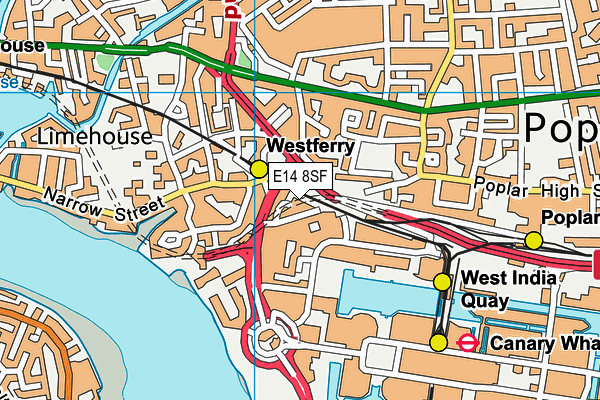 E14 8SF map - OS VectorMap District (Ordnance Survey)