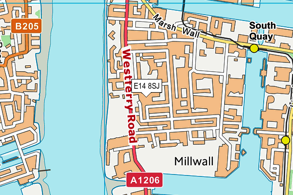 E14 8SJ map - OS VectorMap District (Ordnance Survey)