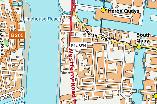 E14 8SN map - OS VectorMap District (Ordnance Survey)