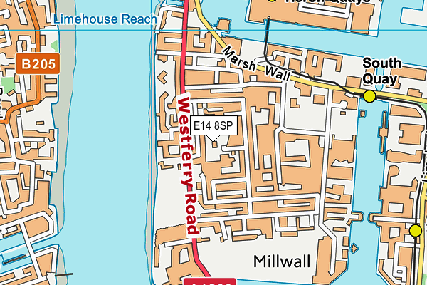 E14 8SP map - OS VectorMap District (Ordnance Survey)