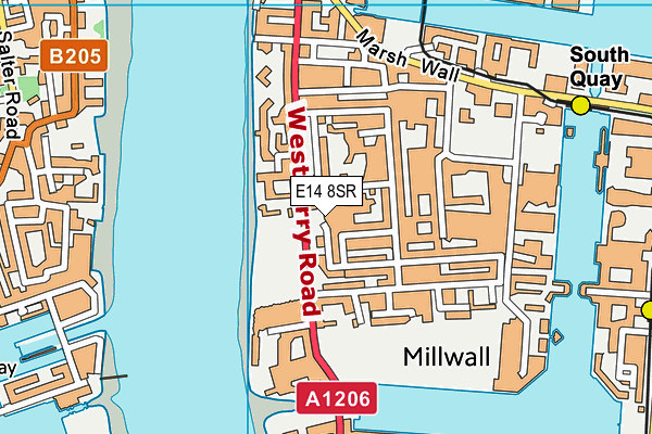 E14 8SR map - OS VectorMap District (Ordnance Survey)