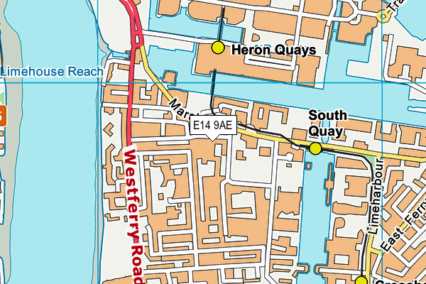 E14 9AE map - OS VectorMap District (Ordnance Survey)