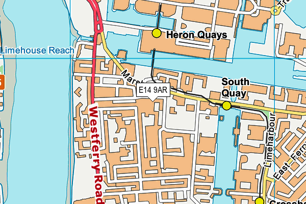 E14 9AR map - OS VectorMap District (Ordnance Survey)