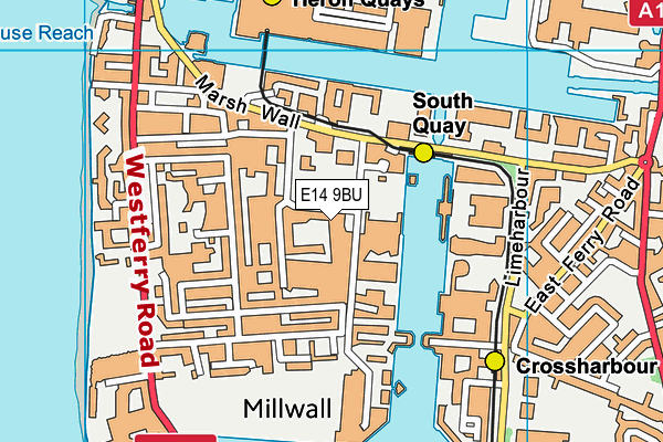 E14 9BU map - OS VectorMap District (Ordnance Survey)