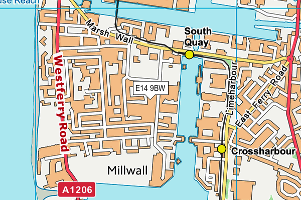 E14 9BW map - OS VectorMap District (Ordnance Survey)