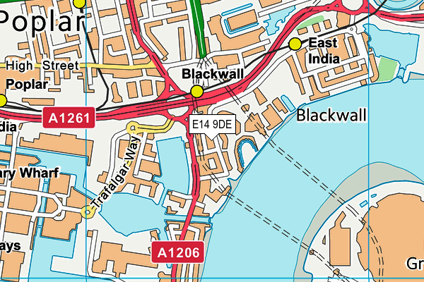 E14 9DE map - OS VectorMap District (Ordnance Survey)