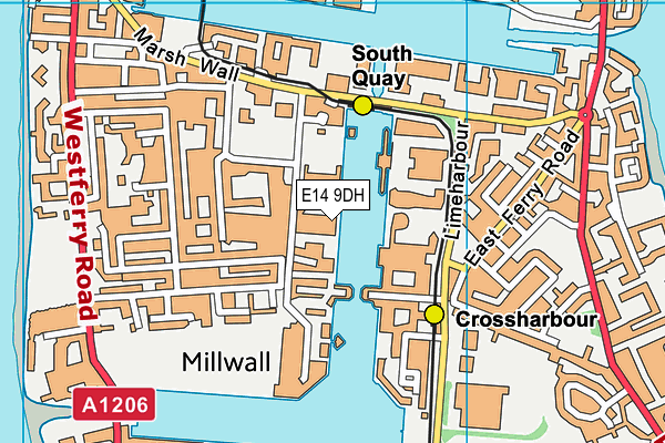 E14 9DH map - OS VectorMap District (Ordnance Survey)