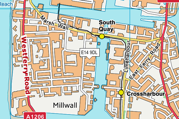 E14 9DL map - OS VectorMap District (Ordnance Survey)