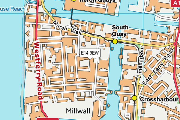 E14 9EW map - OS VectorMap District (Ordnance Survey)