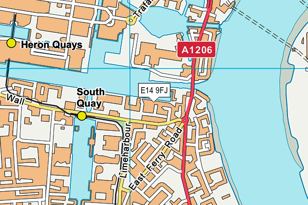 E14 9FJ map - OS VectorMap District (Ordnance Survey)