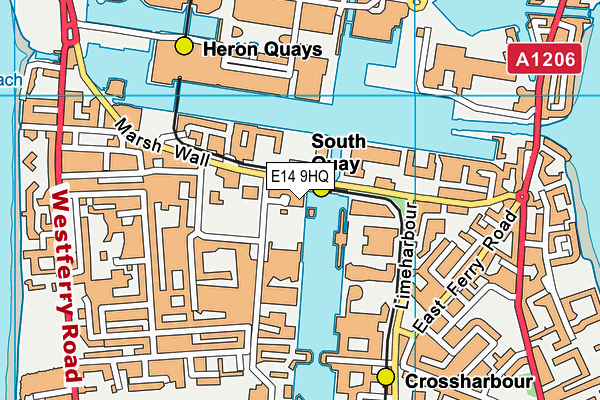 E14 9HQ map - OS VectorMap District (Ordnance Survey)