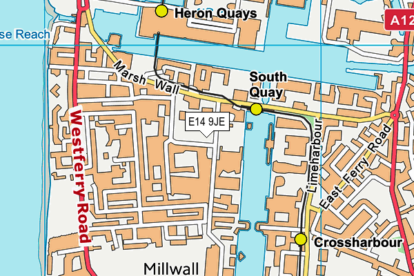 E14 9JE map - OS VectorMap District (Ordnance Survey)