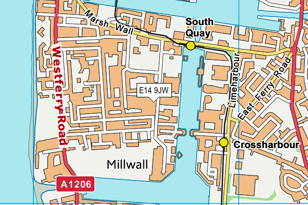 E14 9JW map - OS VectorMap District (Ordnance Survey)