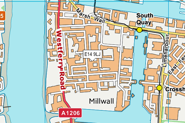 E14 9LJ map - OS VectorMap District (Ordnance Survey)