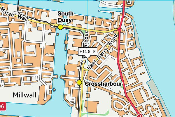 E14 9LS map - OS VectorMap District (Ordnance Survey)