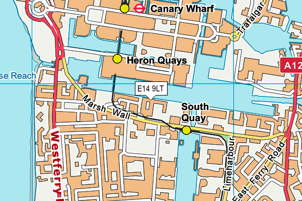 E14 9LT map - OS VectorMap District (Ordnance Survey)