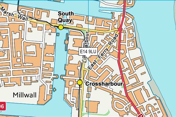 E14 9LU map - OS VectorMap District (Ordnance Survey)