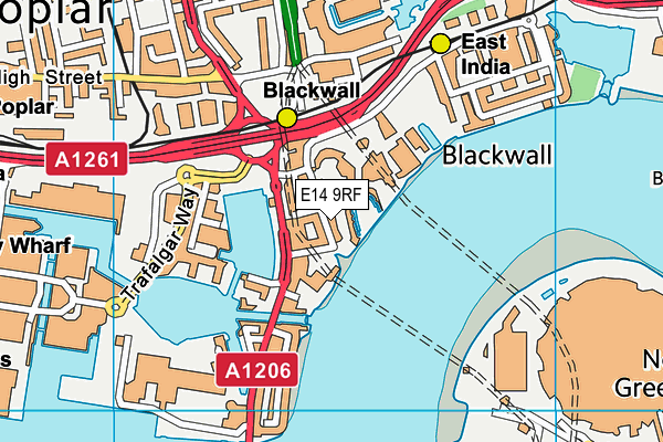 E14 9RF map - OS VectorMap District (Ordnance Survey)