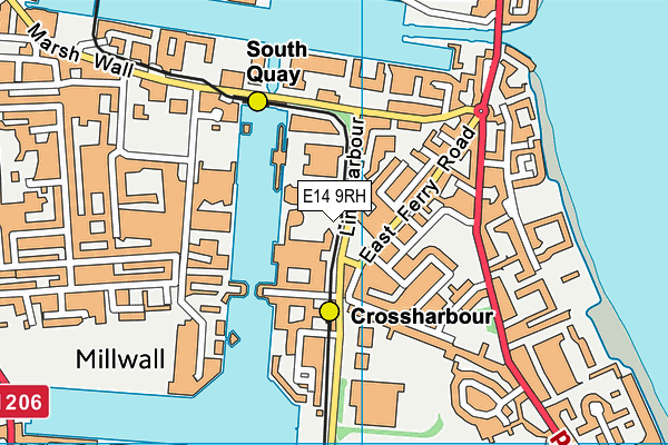 E14 9RH map - OS VectorMap District (Ordnance Survey)