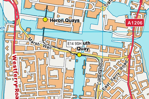 E14 9SH map - OS VectorMap District (Ordnance Survey)