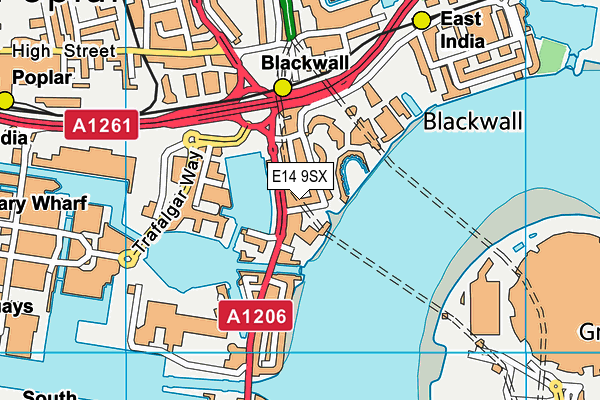 E14 9SX map - OS VectorMap District (Ordnance Survey)