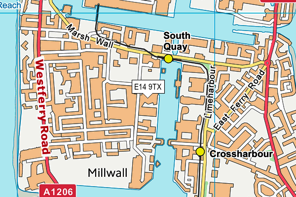 E14 9TX map - OS VectorMap District (Ordnance Survey)