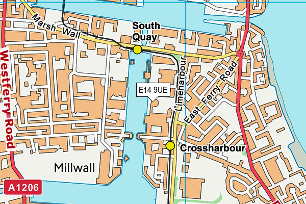 E14 9UE map - OS VectorMap District (Ordnance Survey)