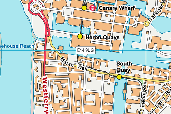 E14 9UG map - OS VectorMap District (Ordnance Survey)