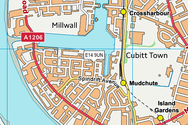 E14 9UN map - OS VectorMap District (Ordnance Survey)