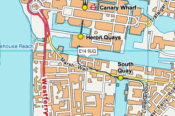 E14 9UQ map - OS VectorMap District (Ordnance Survey)