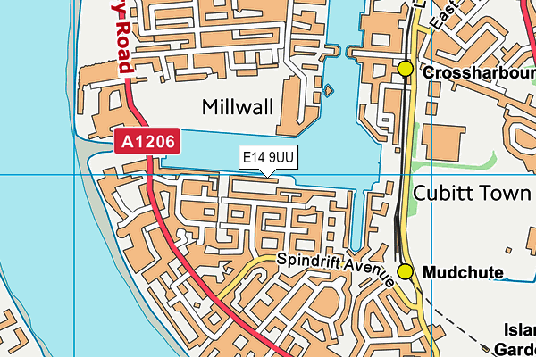 E14 9UU map - OS VectorMap District (Ordnance Survey)