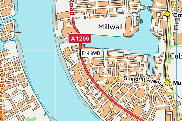 E14 9WD map - OS VectorMap District (Ordnance Survey)