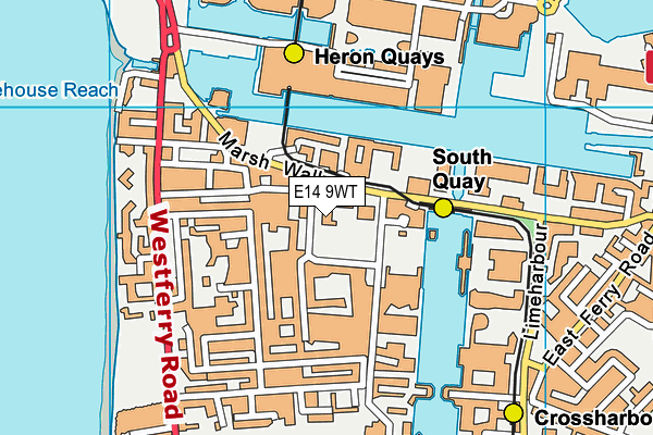 E14 9WT map - OS VectorMap District (Ordnance Survey)