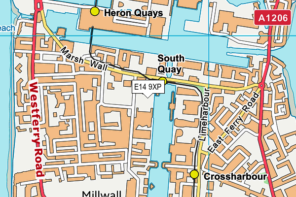 E14 9XP map - OS VectorMap District (Ordnance Survey)