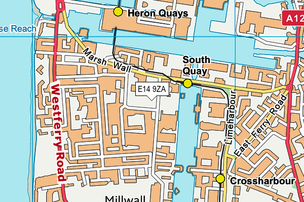 E14 9ZA map - OS VectorMap District (Ordnance Survey)
