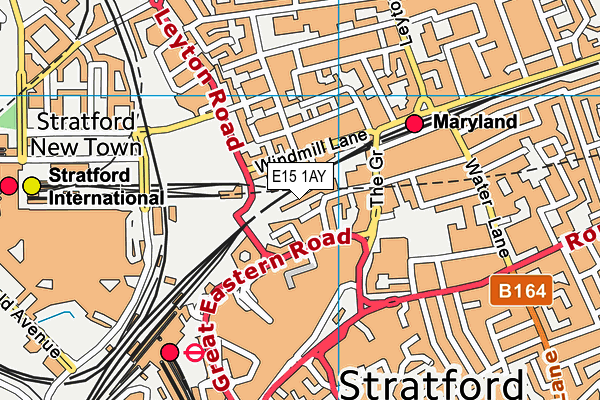 E15 1AY map - OS VectorMap District (Ordnance Survey)