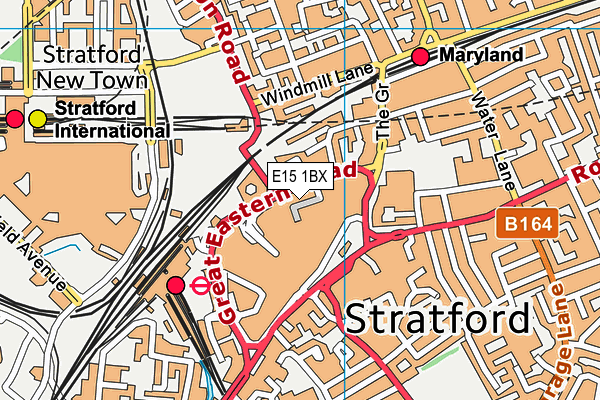 Stratford Circus map (E15 1BX) - OS VectorMap District (Ordnance Survey)