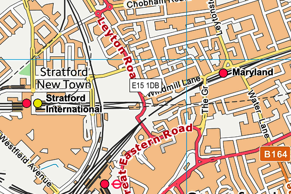 E15 1DB map - OS VectorMap District (Ordnance Survey)