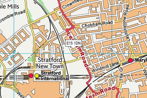 E15 1DN map - OS VectorMap District (Ordnance Survey)