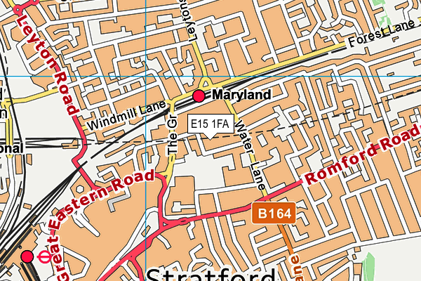 E15 1FA map - OS VectorMap District (Ordnance Survey)
