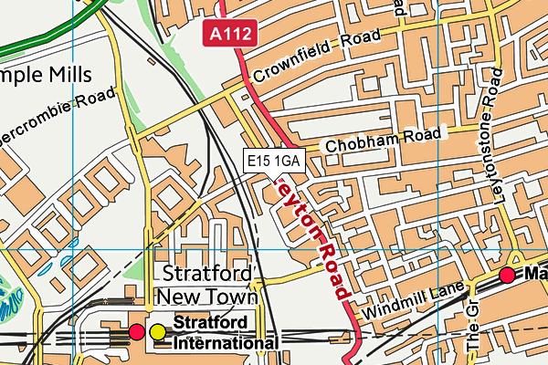 E15 1GA map - OS VectorMap District (Ordnance Survey)